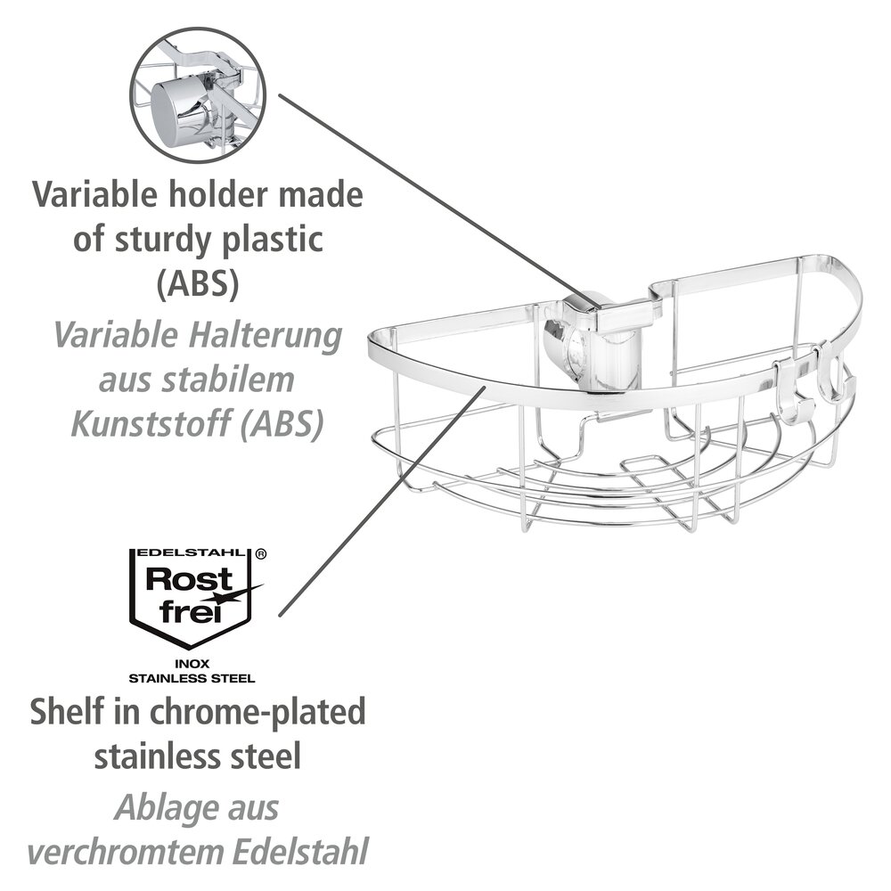 Duschstangencaddy Mod. Floresta Rund  Anbringung ohne Bohren und Schrauben