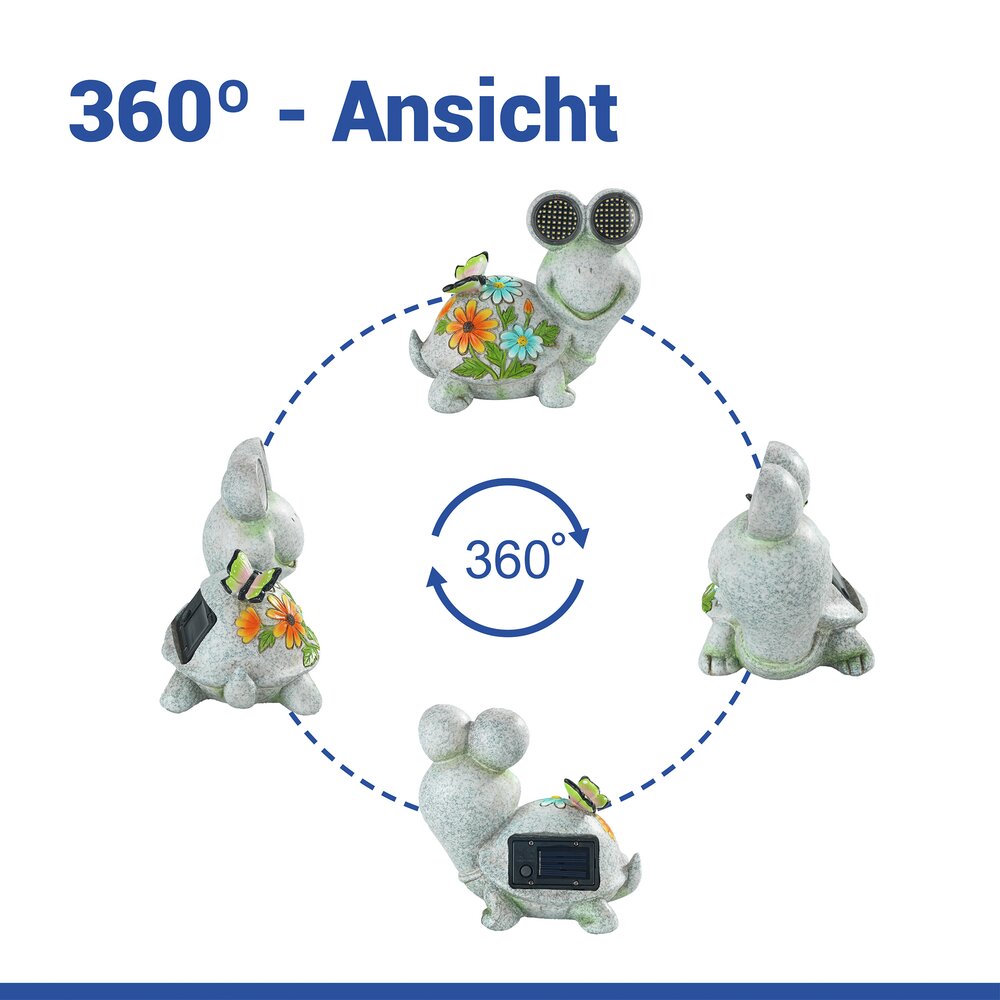 LED Gartenfigur Schildkröte Mod. Blinky Eyes  solarbetriebene Gartendekoration mit leuchtenden Augen