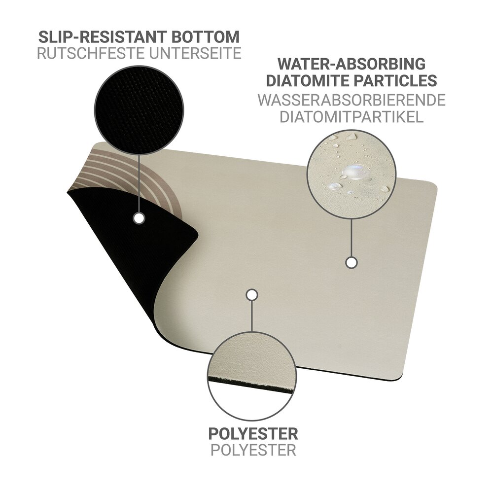 Drainagemat Mod. Dima, beige, 50x40 cm, rubber, polyester, diatomeeënaarde