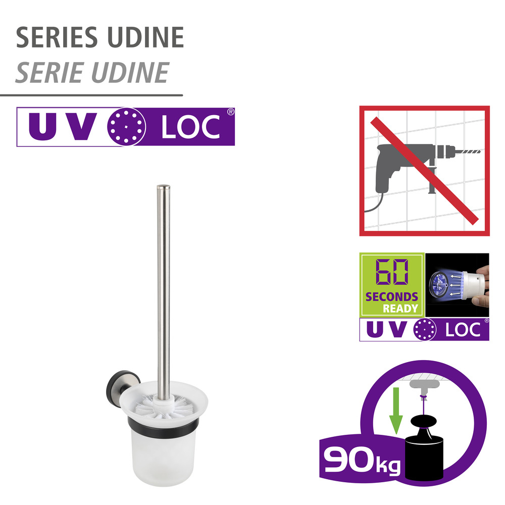 UV-Loc® WC-Garnitur Mod. Udine  Befestigen ohne Bohren mit innovativem Klebesystem