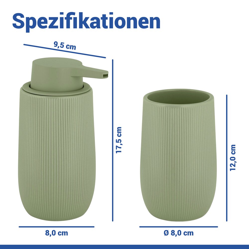 Bad-Accessoire Set Mod. Fablo Grün, 2-teilig  aus hochwertiger Keramik