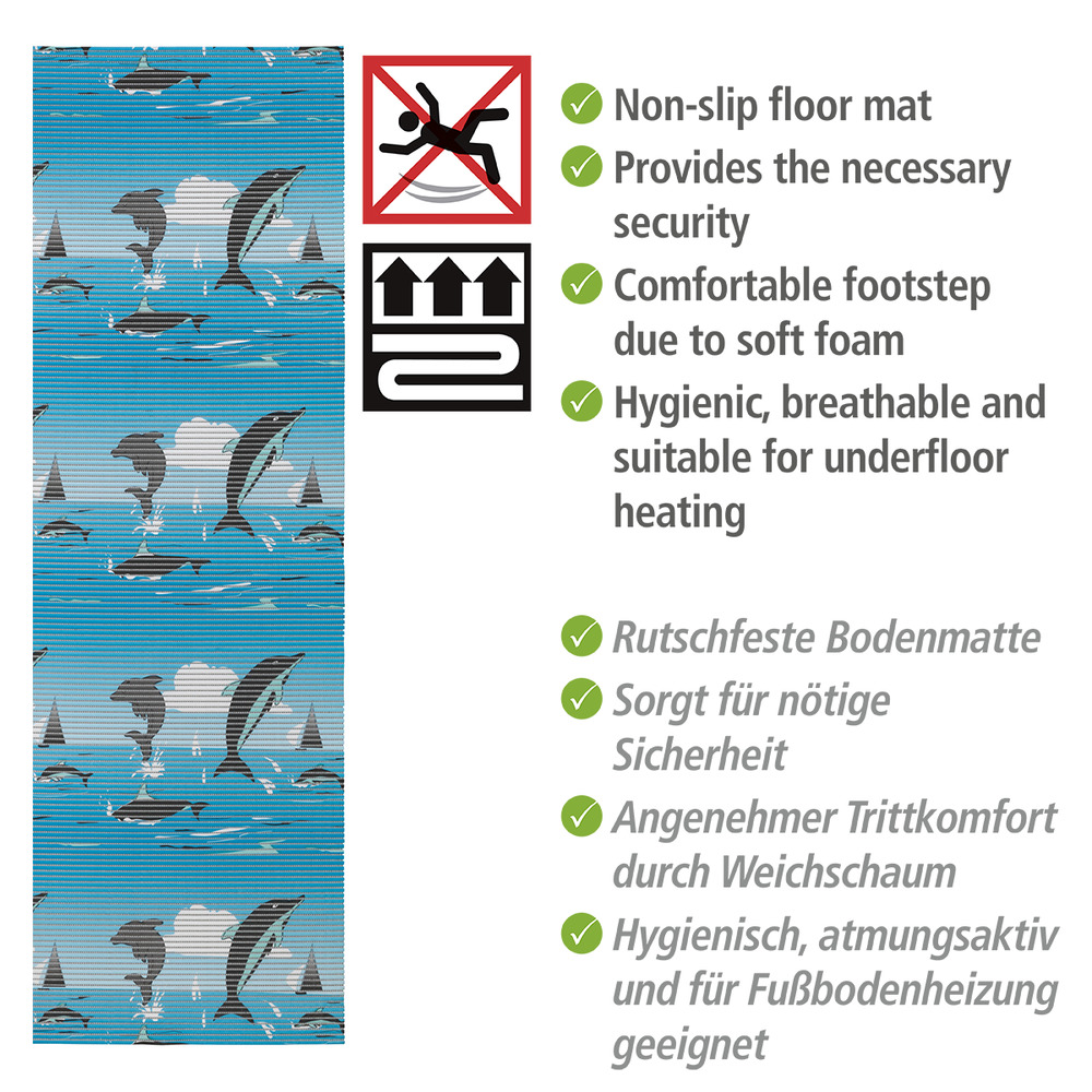 Badematte Delfin, 65 x 200 cm  zuschneidbar