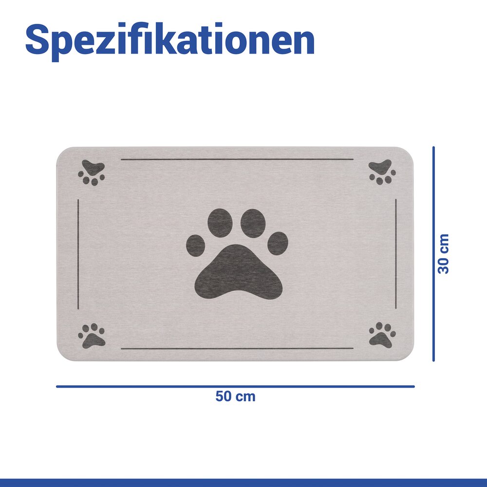 Haustiermatte Mod. Paw 50 x 30 cm  Napfunterlage für Hunde und Katzen