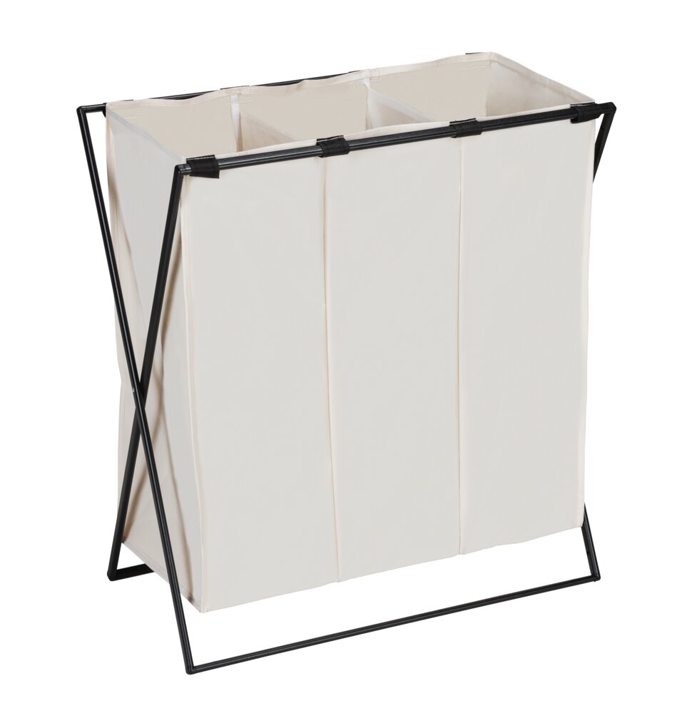 Wäschesammler Mod. Trio XL Beige mit drei Fächern