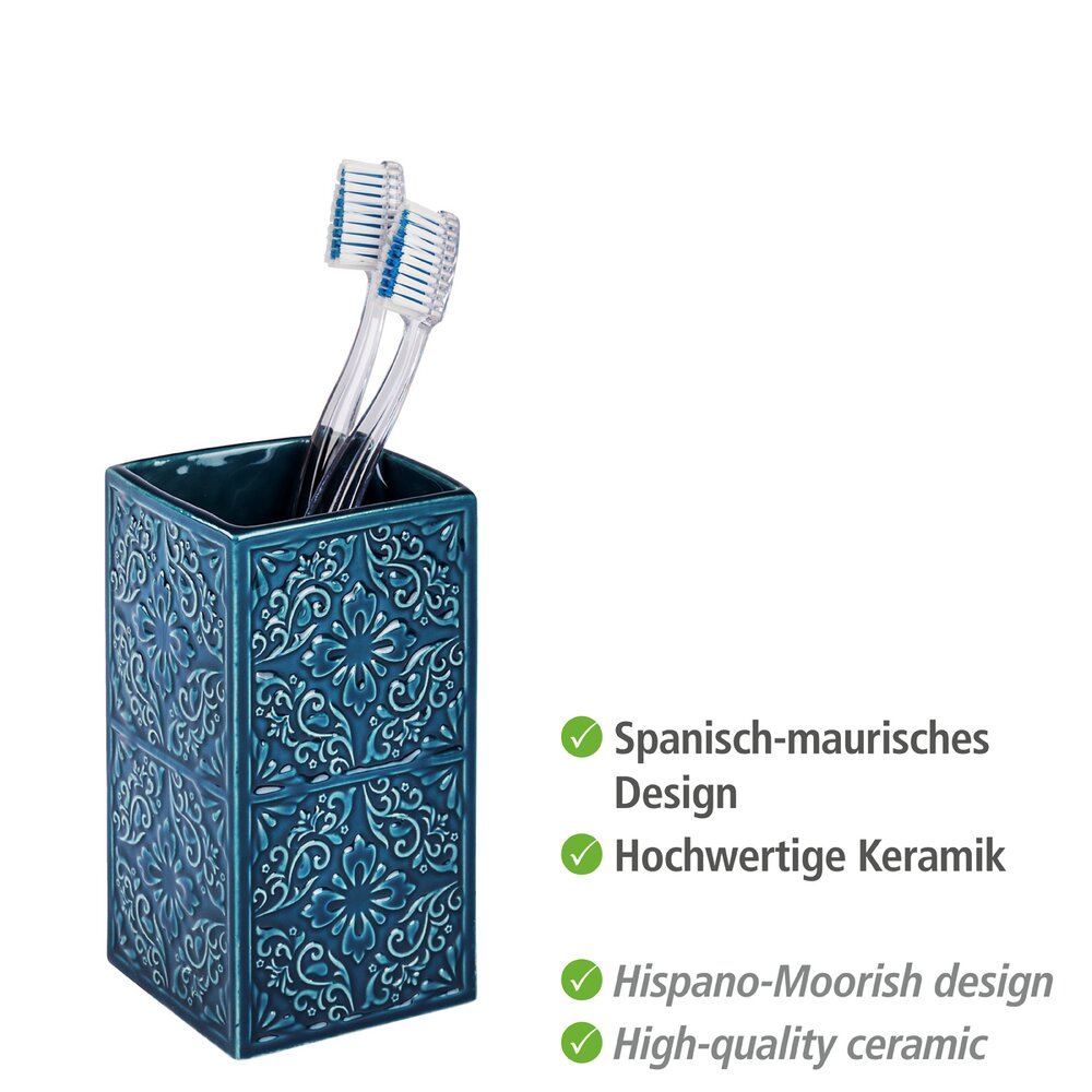 Zahnputzbecher Mod. Cordoba Blau  hochwertige Keramik