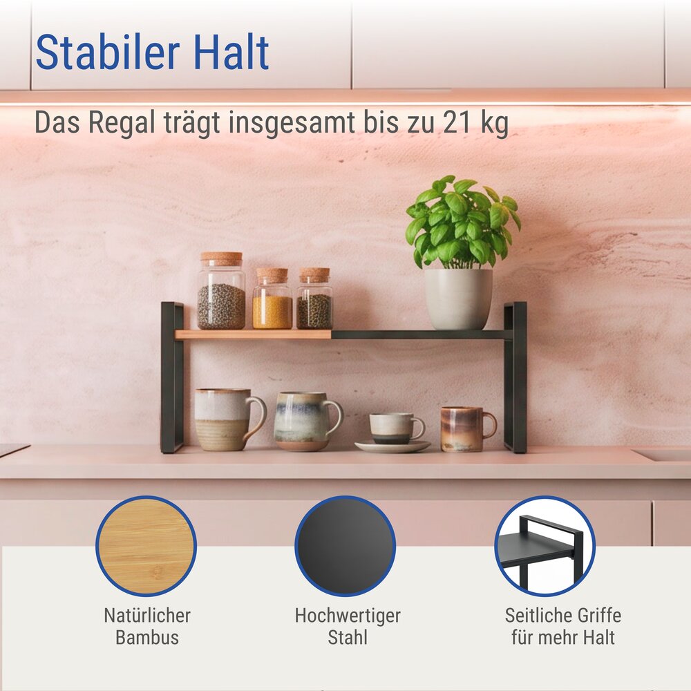 Étagère de cuisine télescopique Mod. Lou, lot de 2  extensible