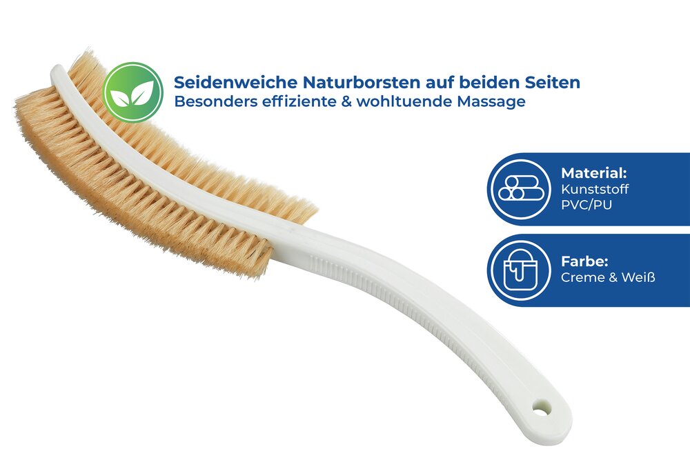 Massagebürste mit Naturborsten  passt sich der Körperform an