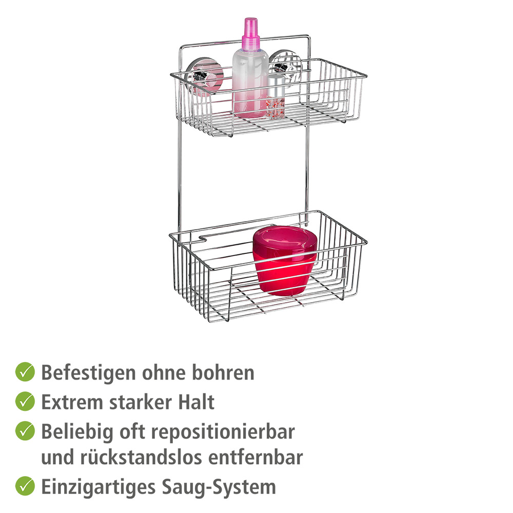 Vacuum-Loc® Wandregal 2 Etagen Mod. Bari  Befestigen ohne bohren