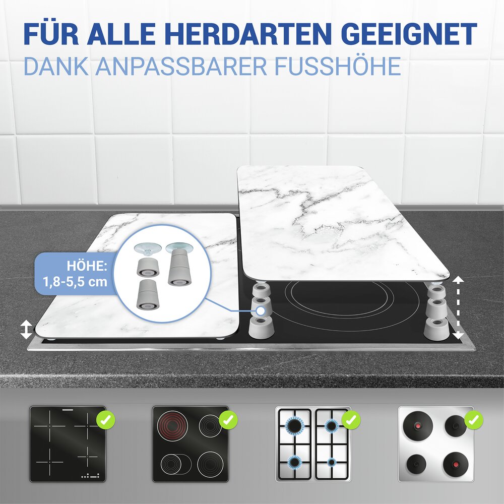 Herdabdeckplatte Universal Mod. Marmor, 2er Set  für alle Herdarten geeignet