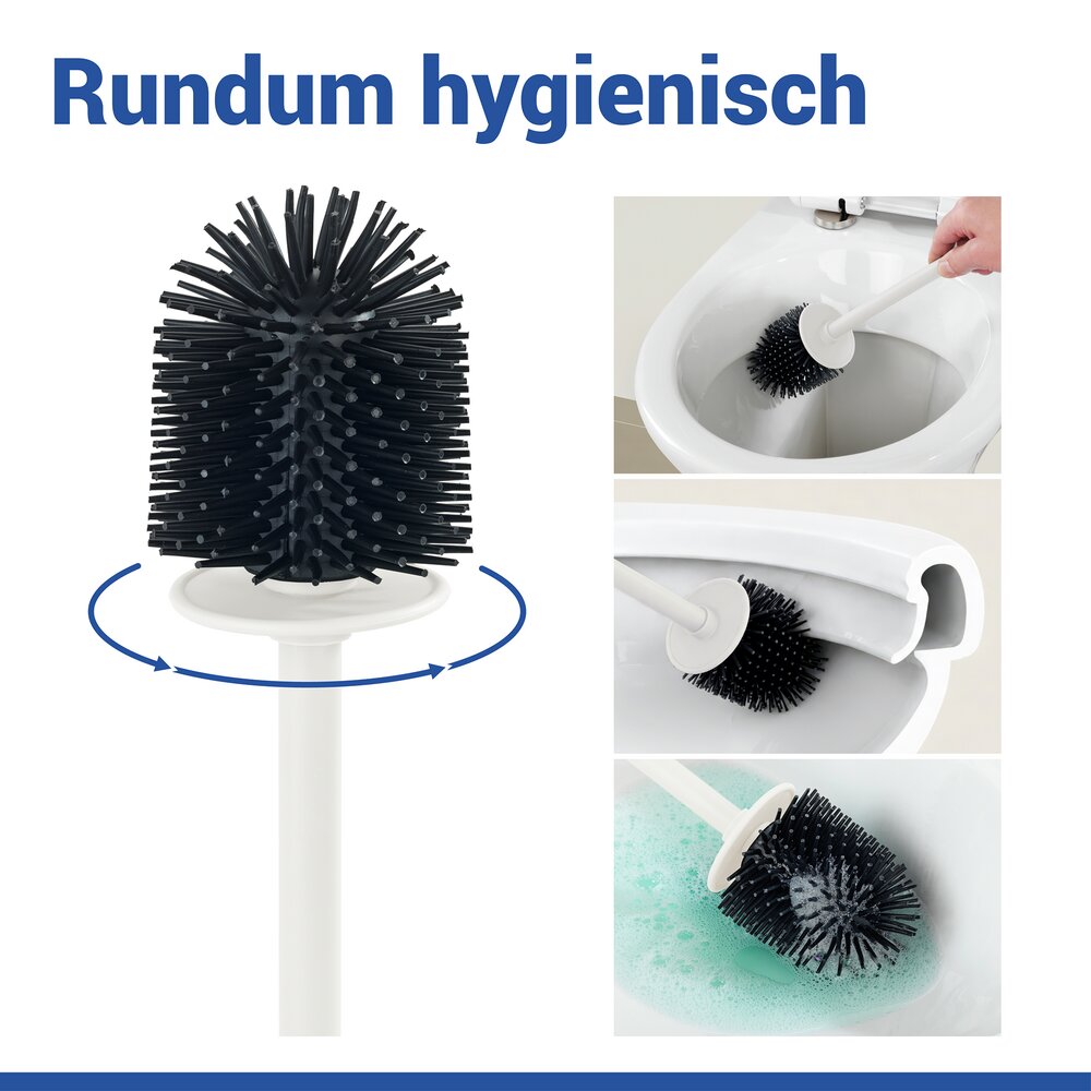 Turbo-Loc® WC-Garnitur Mod. Lizan Weiß  mit Silikon-Bürstenkopf, Befestigen ohne Bohren