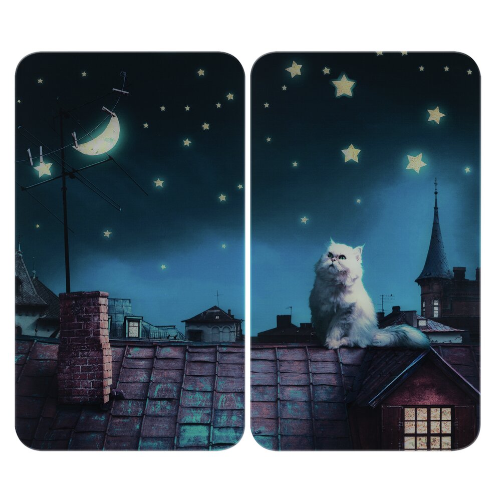 Plaque de Recouvrement Universelle Mod. Moon Cat, set de 2  pour tous les types de cuisinières