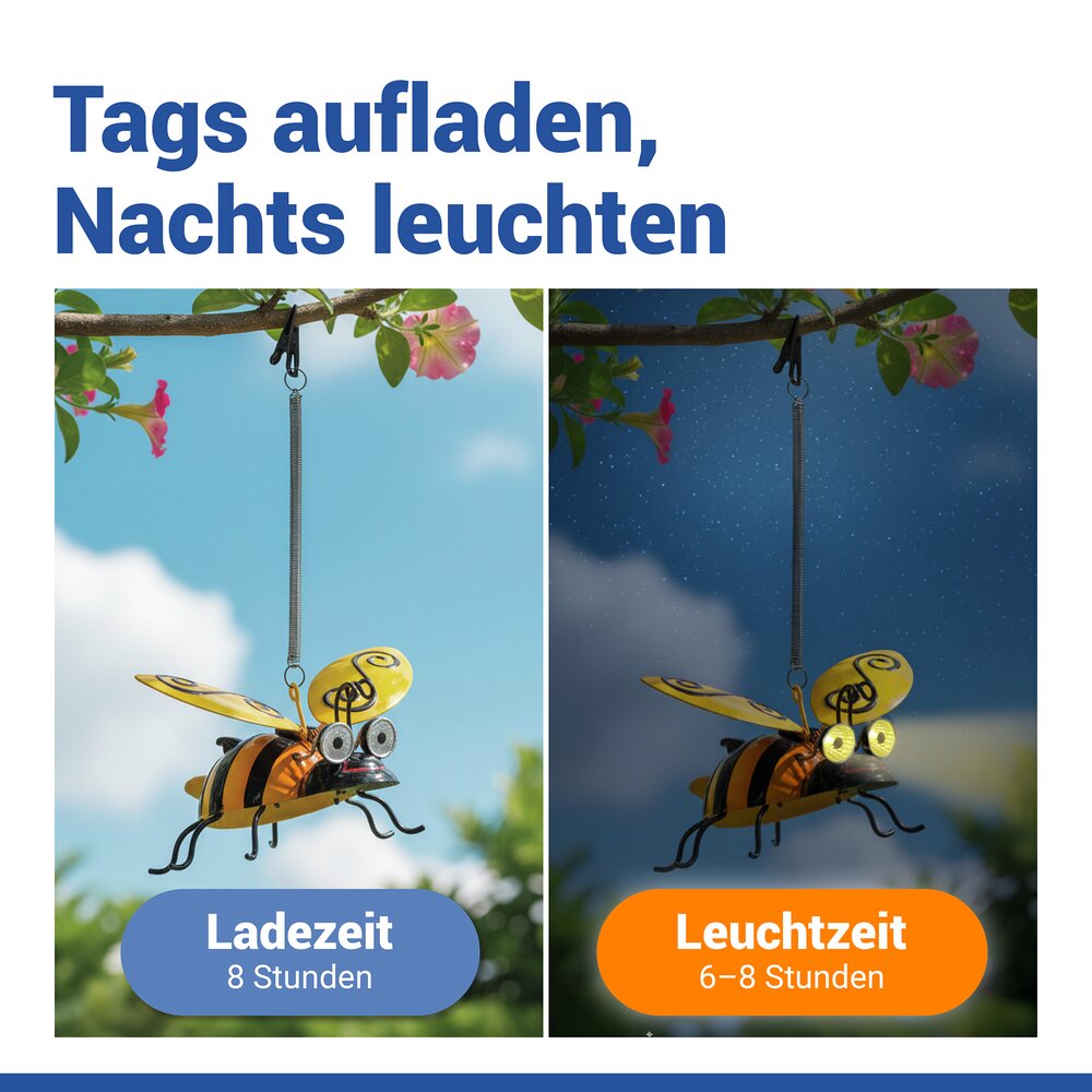 LED Bienenanhänger Solar  dekorative Gartenbeleuchtung