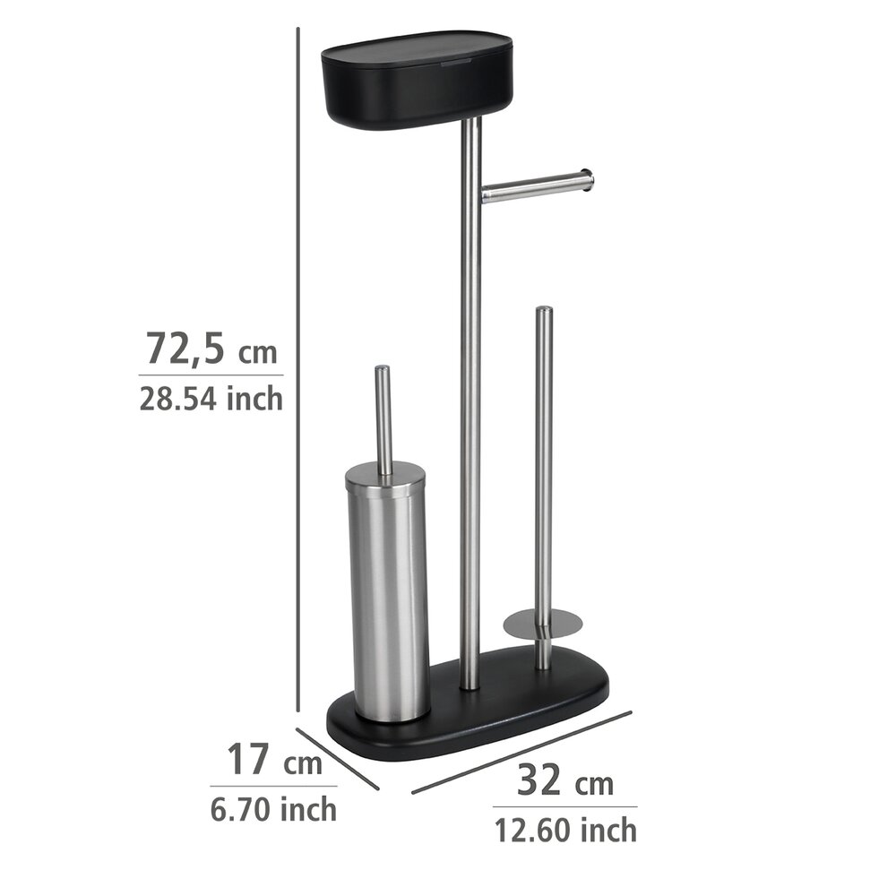 Combiné WC avec boîte de rangement Rivazza noir  porte-brosse WC et dérouleur papier