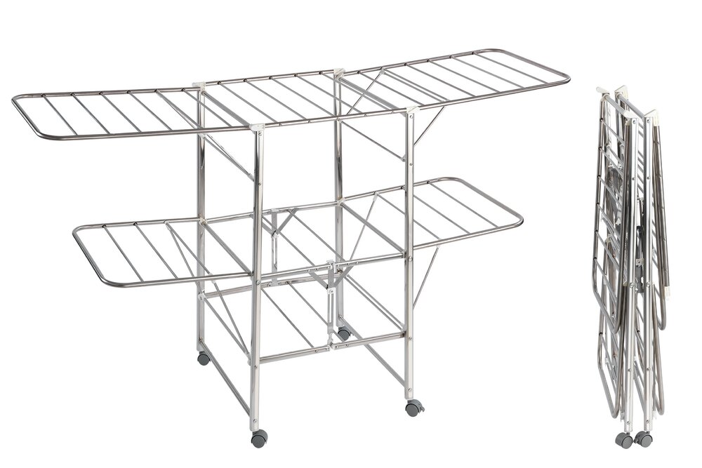 Wäscheständer Edelstahl Mod. Mobil  mobiler Wäscheständer mit Leichtlaufrollen und Feststellbremsen