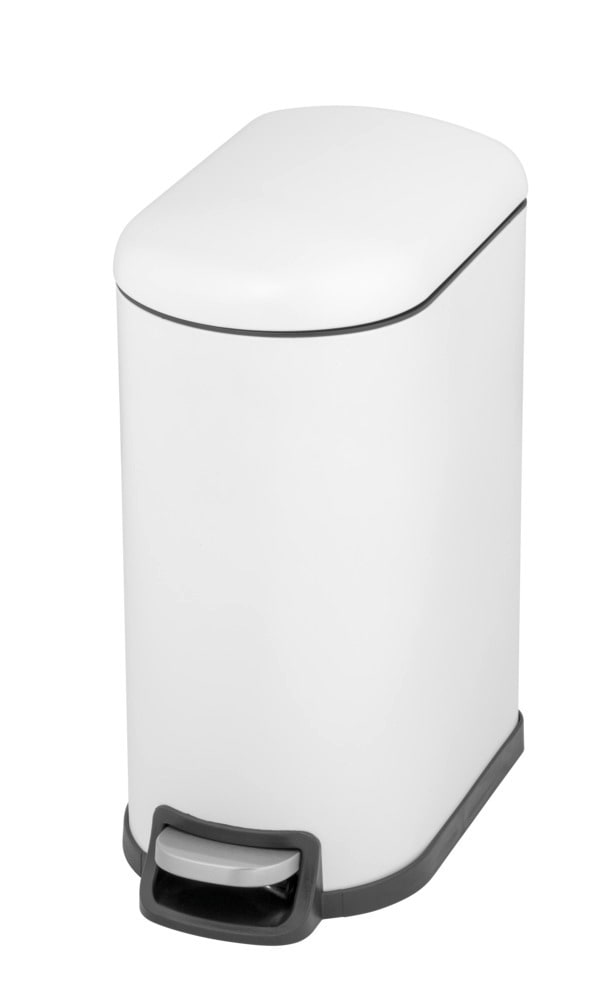 Treteimer Mod. LARA Easy 10L, weiß/schwarz, Metall/Kunststoff, 31x39x18 cm mit Easy-Close-Mechanik Treteimer Mod. LARA Easy 10L, weiß/schwarz, Metall/Kunststoff, 31x39x18 cm mit Easy-Close-Mechanik