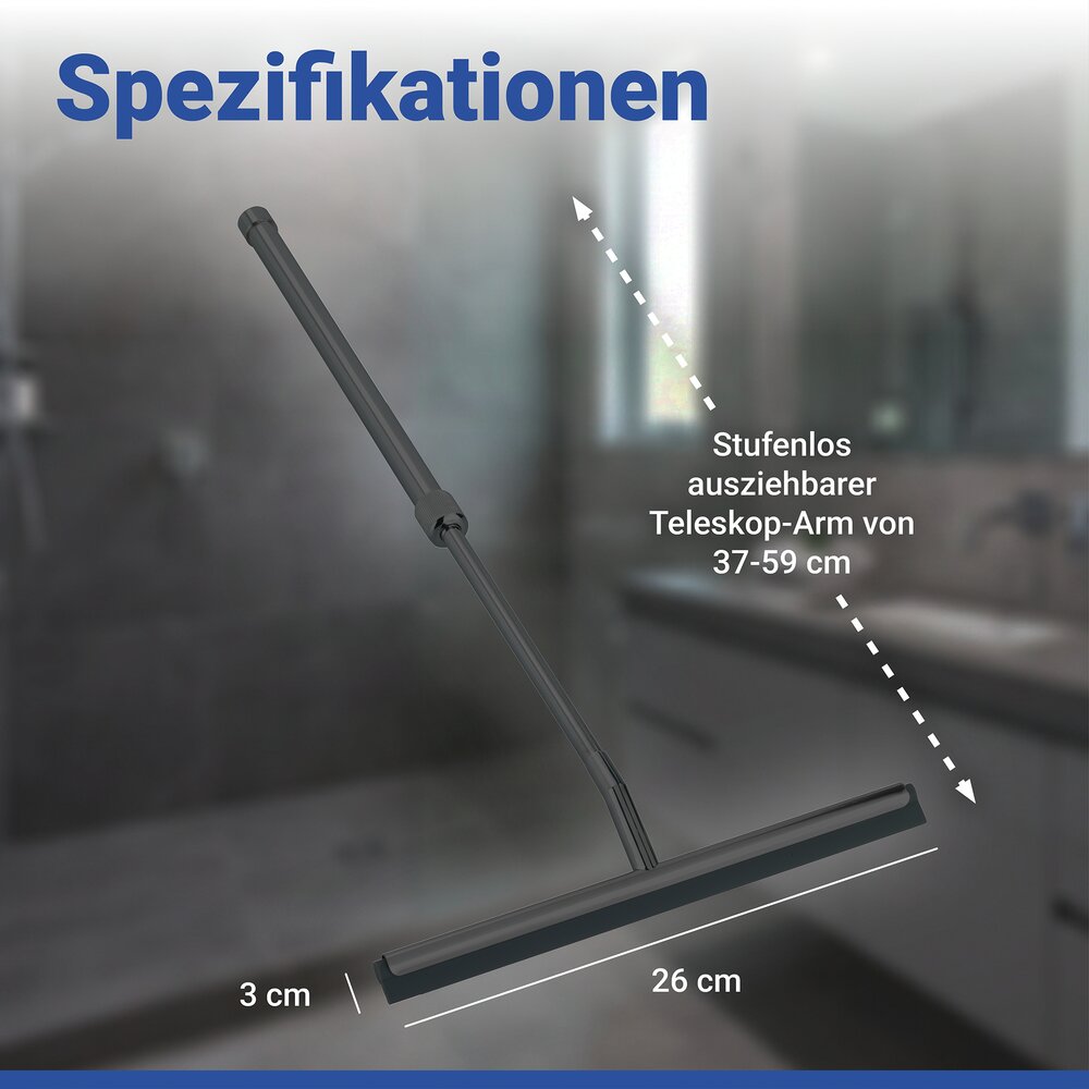 Telescopische badkamermop zwart