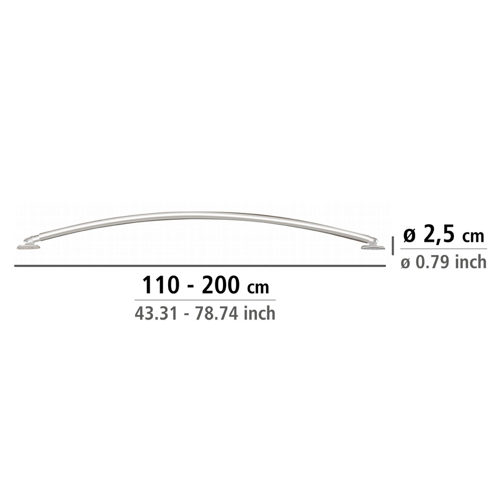 Teleskop-Badewannenstange bogenförmig Chrom  110 - 200 cm