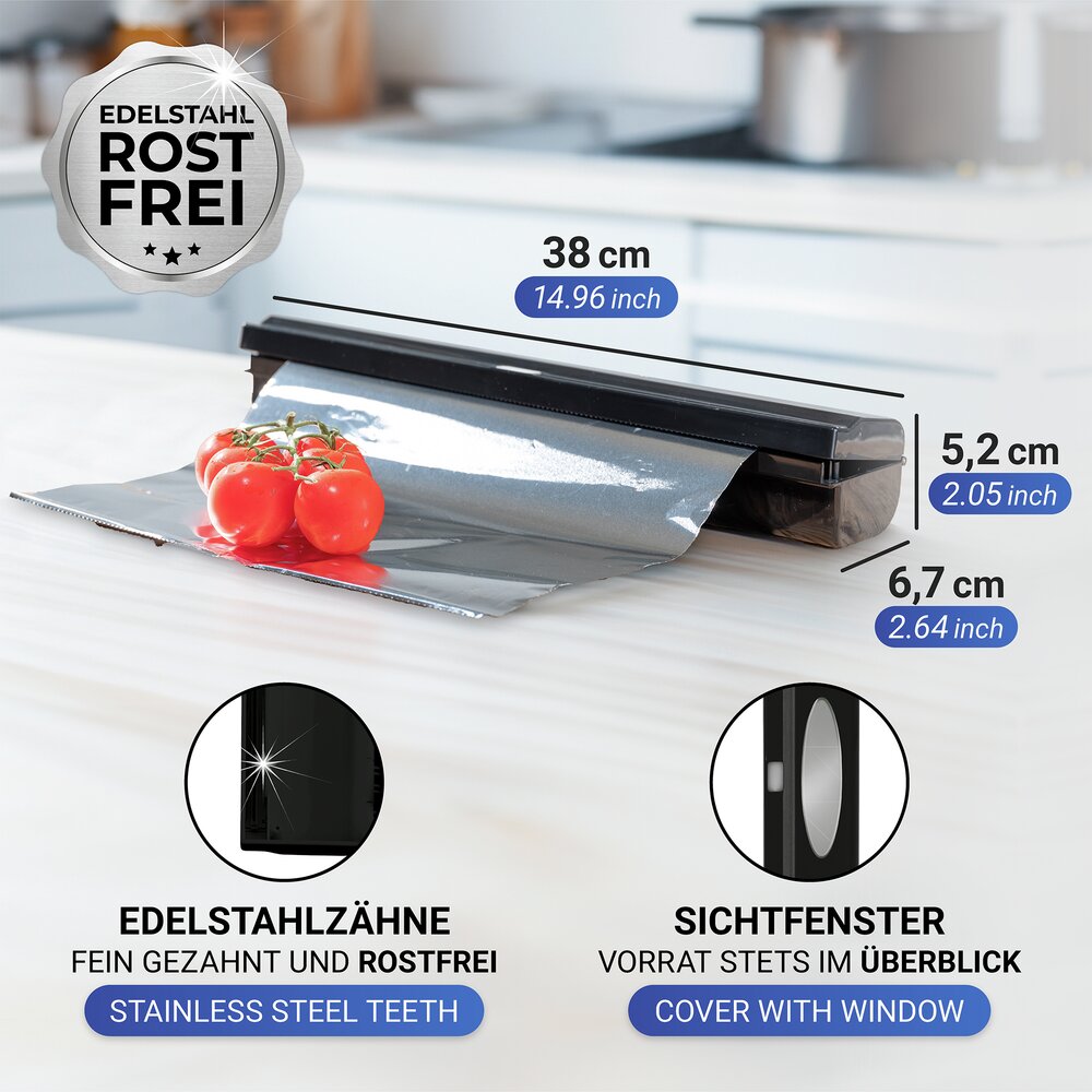 Folienschneider Mod. Perfect Cutter Schwarz  für Frischhaltefolie und Alufolie