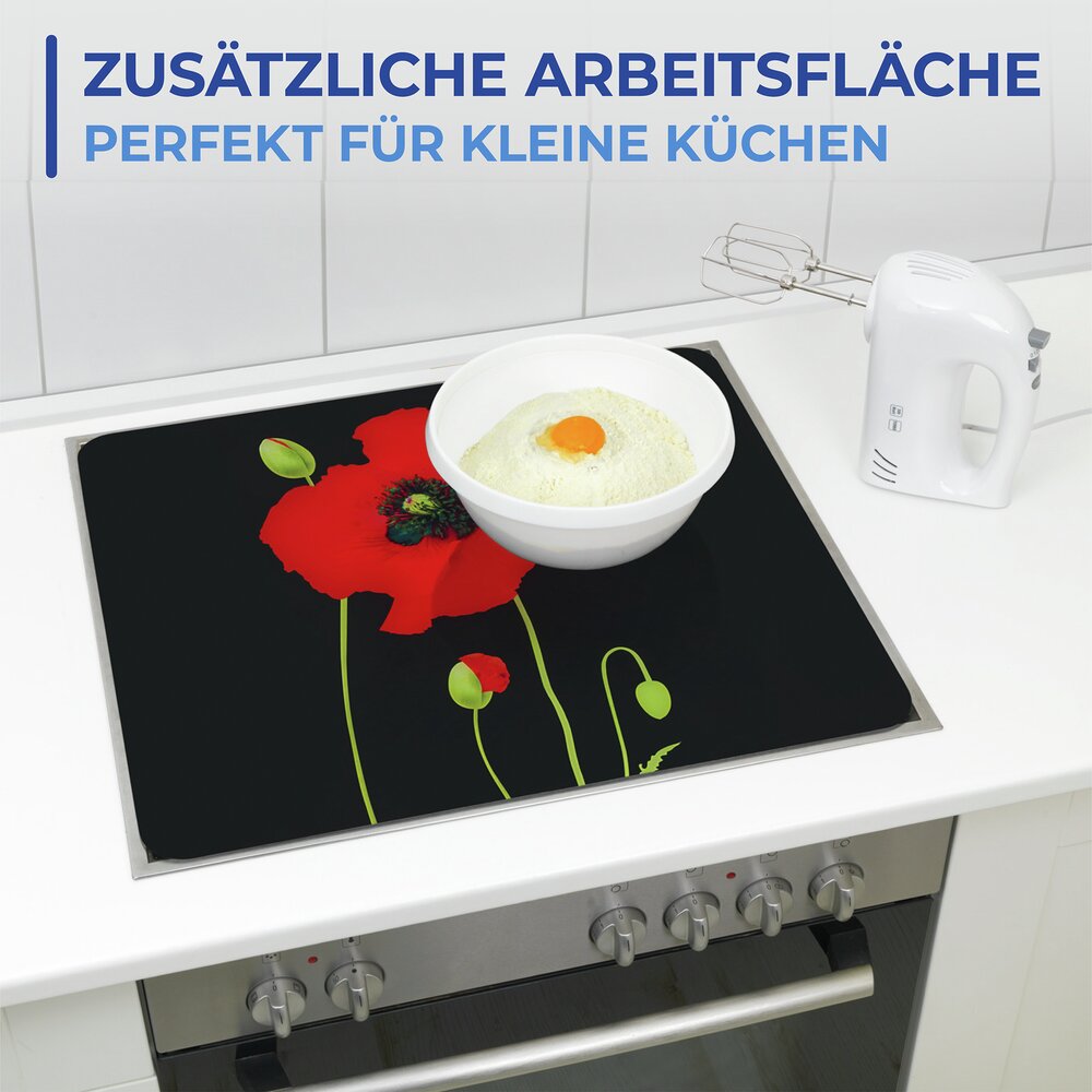 Multi-Platte Mod. Mohn  Spritzschutz, Herdblende, Schneidbrett