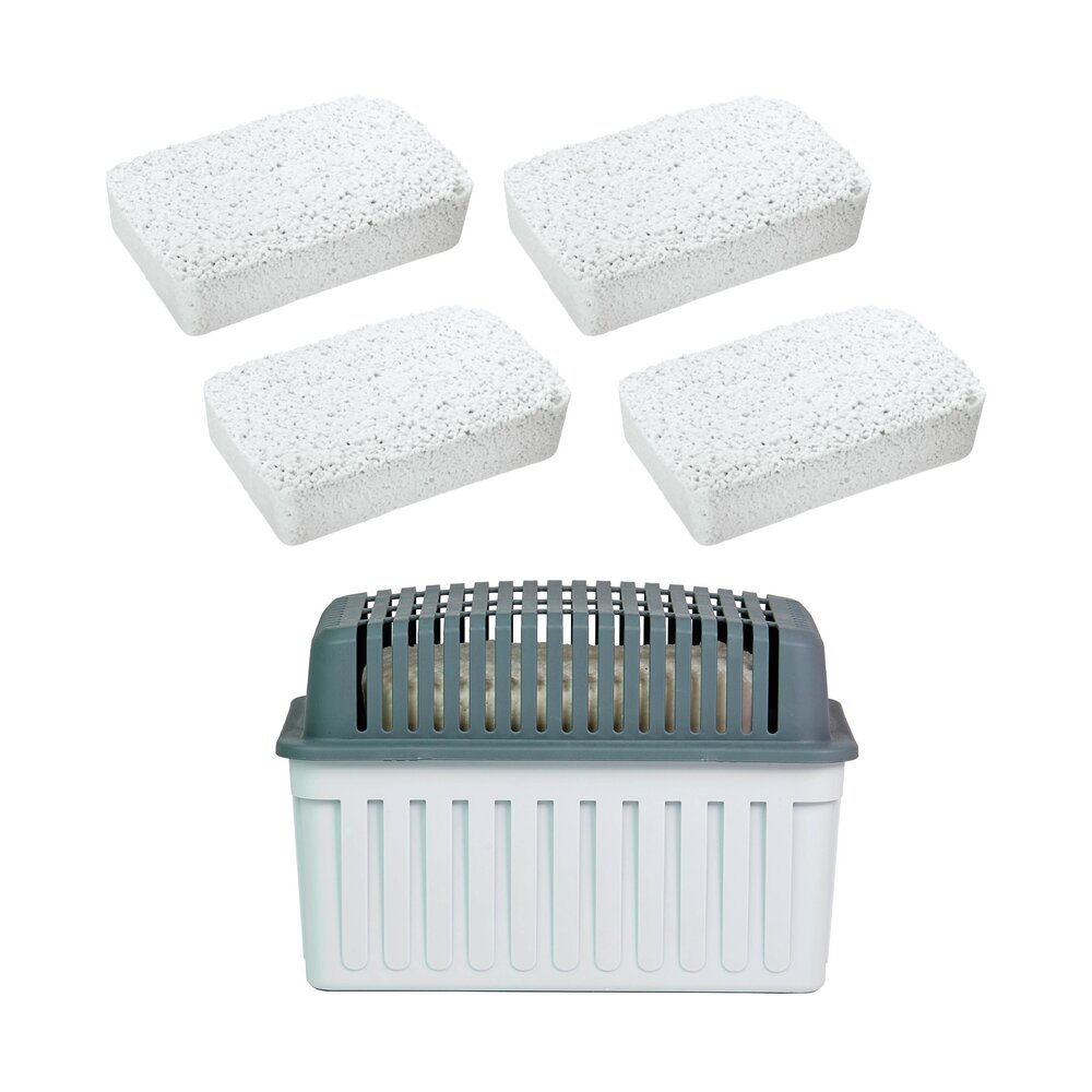 Déshumidificateur 1 kg, gris, 4 pcs, bac 3L, pour 80 m³, recharge incluse  sans électricité, silencieux et efficace