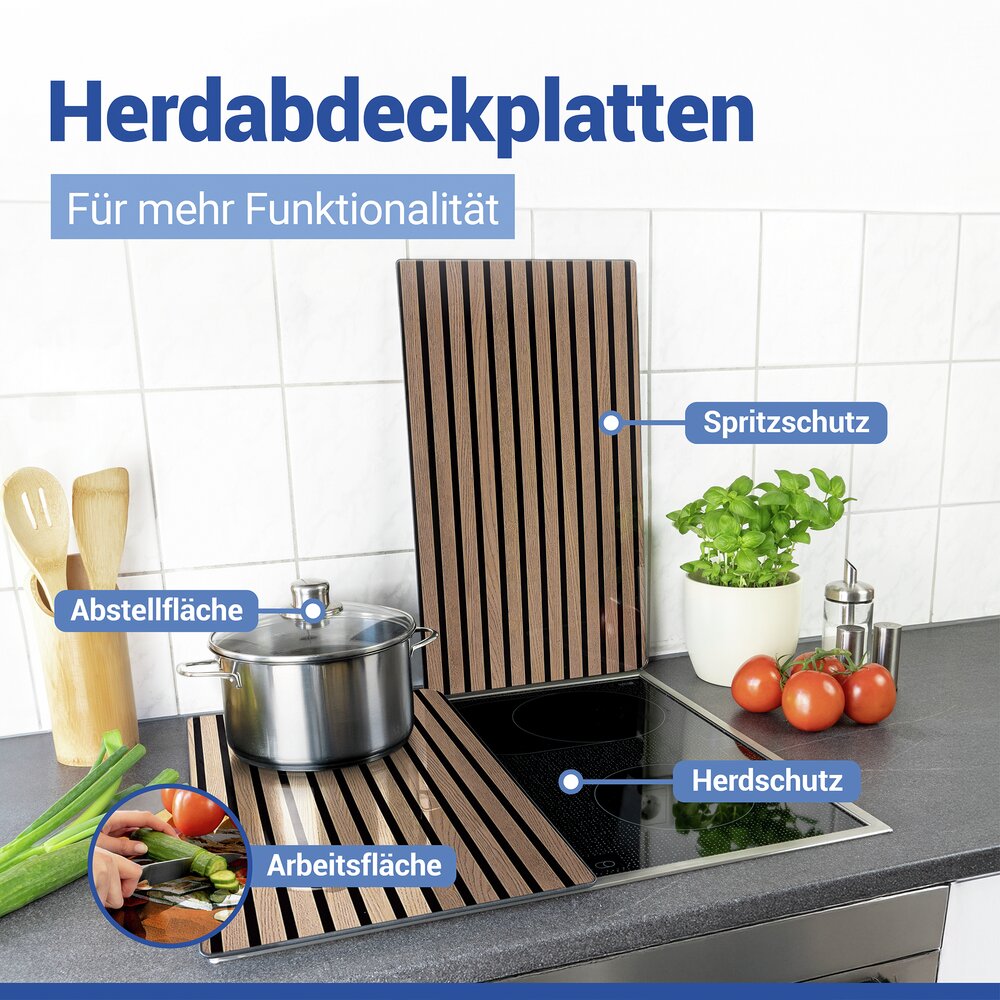 Fornuis Afdekplaten Mod. Hout, set van 2