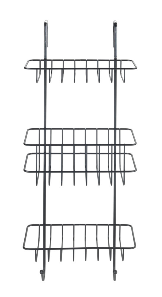 Duschregal Mod. Revigo mit 3 Ablagen, Schwarz  aus schwarz lackiertem Stahl