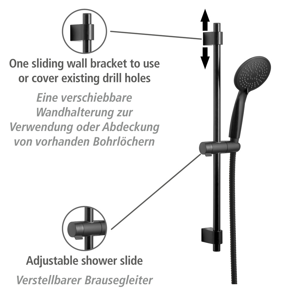 Brauseset Mod. Young Schwarz  Länge Stange: 66 cm