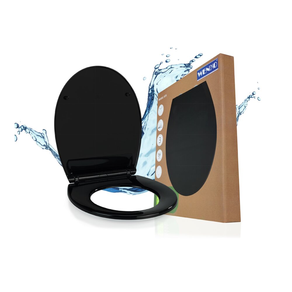 WC-Sitz Mod. Kos schwarz, Easy Close Thermopl  recyclebarer Thermoplast, mit Absenkautomatik