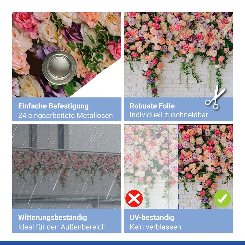 Balkon-Sichtschutz Mod. Rosen, 5 m  UV- und witterungsbeständig