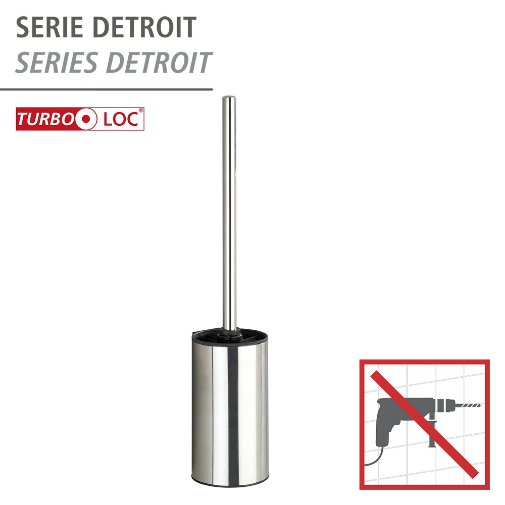 Turbo-Loc® brosse WC mural Detroit  acier inox, fixer sans percer
