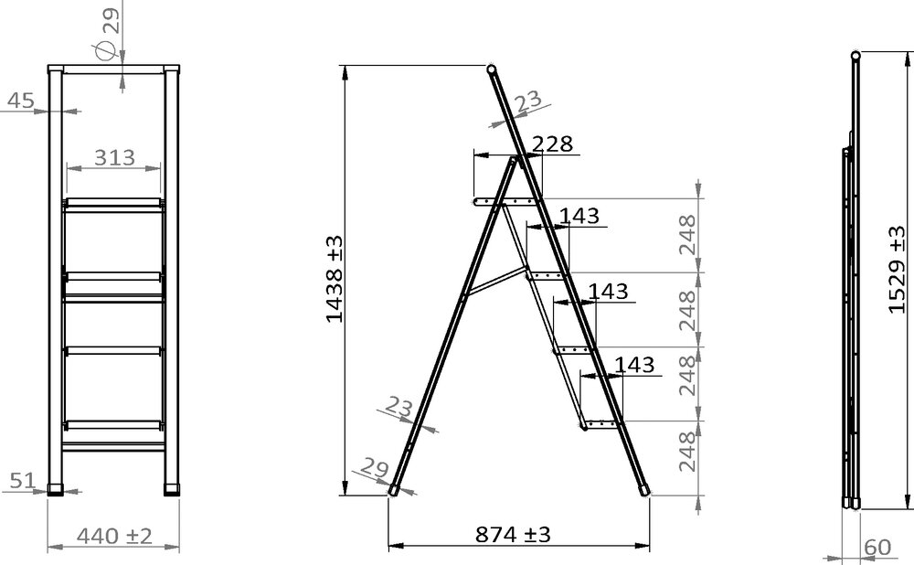 Alu-Design Klapptrittleiter 4-stufig Weiß  Haushaltsleiter