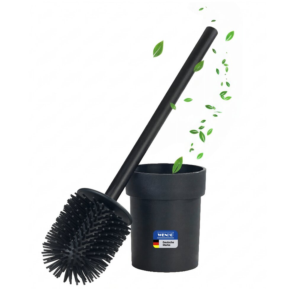 Turbo-Loc® WC-Garnitur Mod. Lizan Schwarz  mit Silikon-Bürstenkopf, Befestigen ohne Bohren