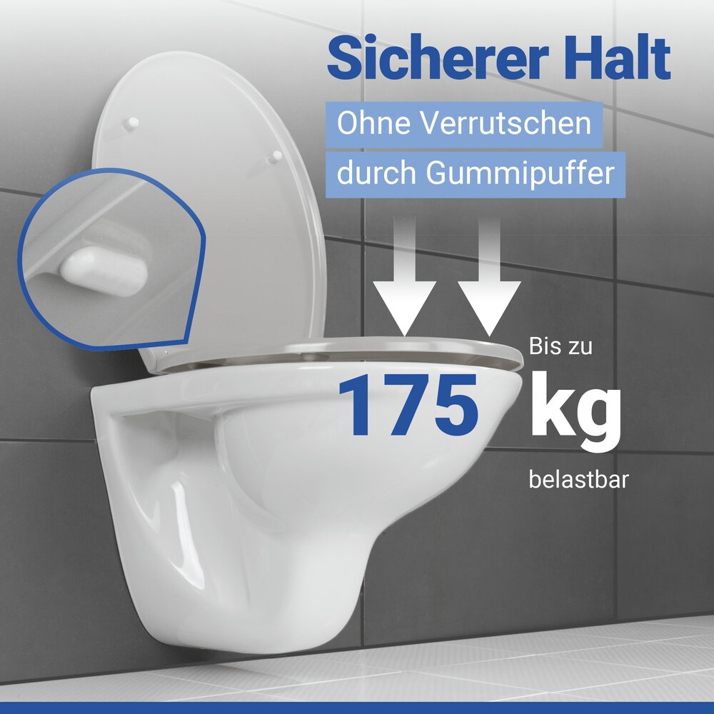 WC Sitz Mod. Samos Concrete Grey  Toilettendeckel mit Absenkautomatik