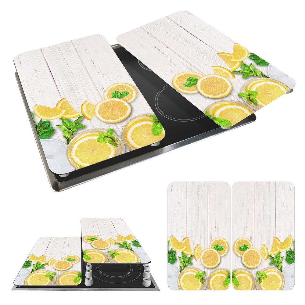 Protège-plaque universel Citrons  set de 2, pour tous les types de cuisinières