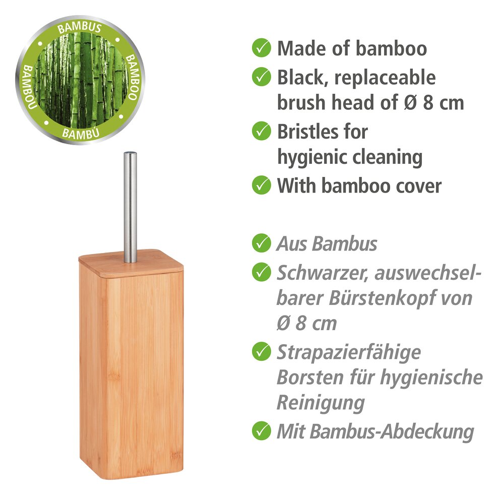Ensemble de brosse WC Mod. Bambusa  porte-brosse de toilettes en bambou
