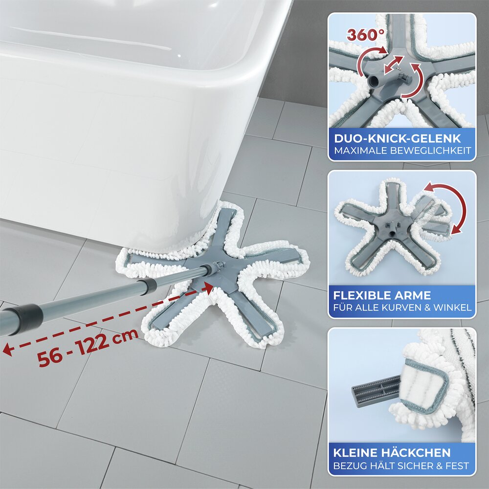 Balai de sol Octopus avec manche télescopique  nettoie uniquement avec de l'eau