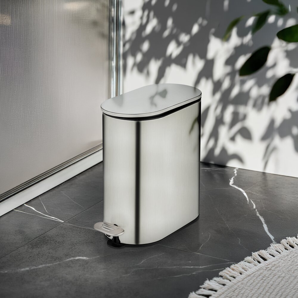 Kosmetikeimer Mod. Collungo, 5L, satiniert, edelstahl, schwarz, Easy-Close  mit easy-close Absenkautomatik