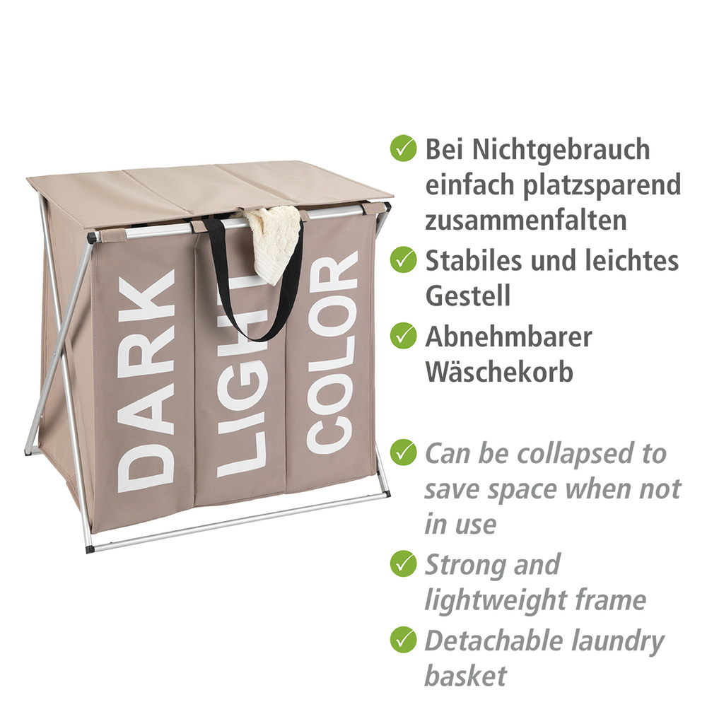 Wäschesammler Mod. Trio Top Taupe  Wäschekorb, 118 l