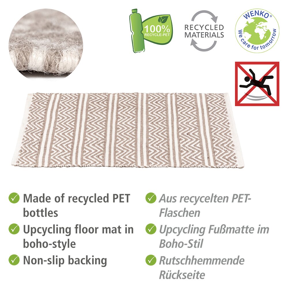 Badematte Mod. Shaki  Badvorleger aus recycelten PET Flaschen, 50 x 80 cm