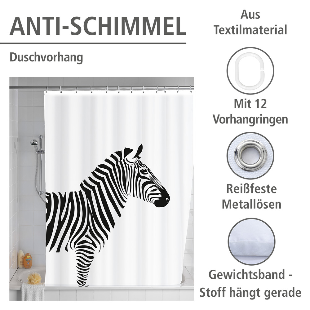 Anti-Schimmel Duschvorhang Wild, 180 x 200 cm  waschbar