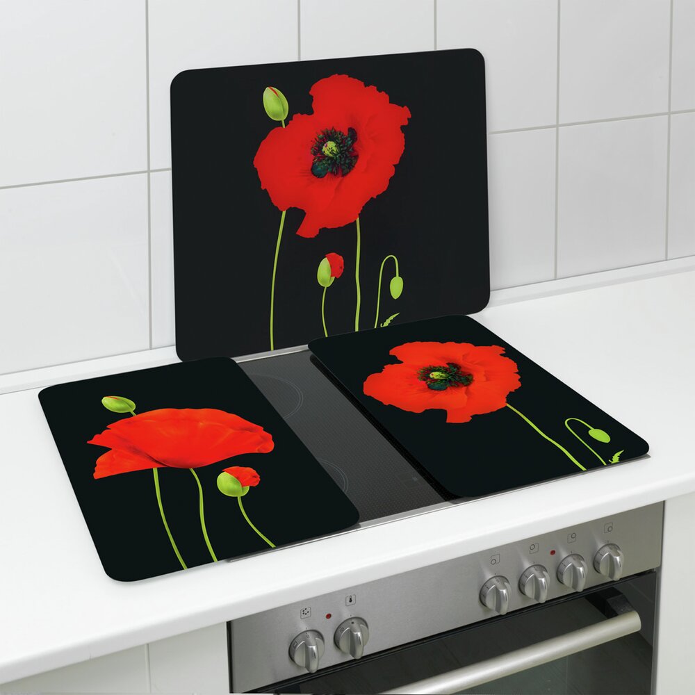 Multi-Platte Mod. Mohn  Spritzschutz, Herdblende, Schneidbrett