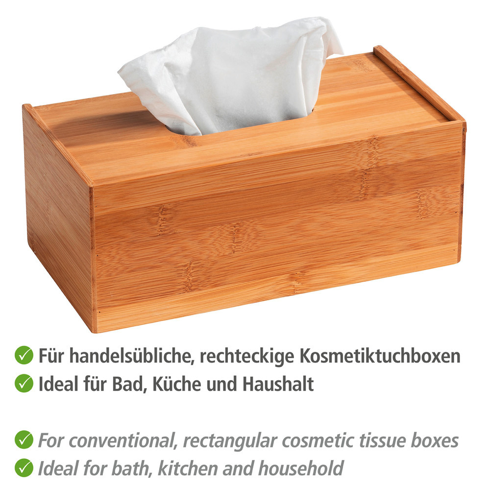 Bambus Kosmetiktuch-Box Mod. Terra  für handelsübliche, rechteckige Kosmetiktuchboxen