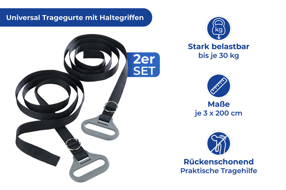 Universal Tragegurt, 2er Set  belastbar bis je 30 Kilo