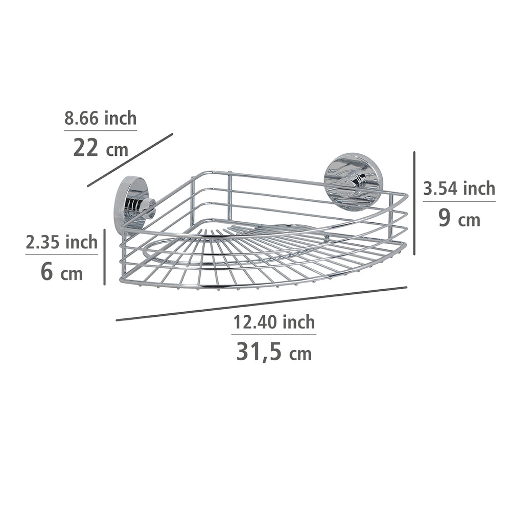 Vacuum-Loc® Eckablage Bari + Haken, 3-tlg.  Befestigung ohne bohren