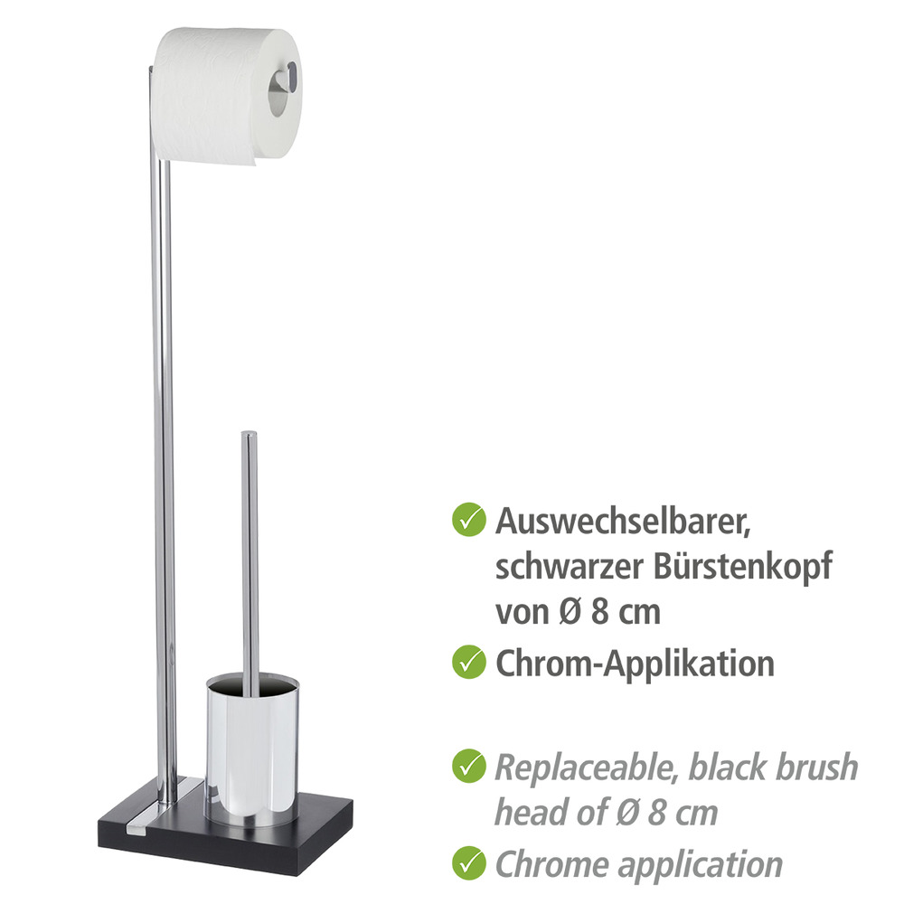 Stand WC-Garnitur Mod. Noble Black  mit Chrom-Applikation