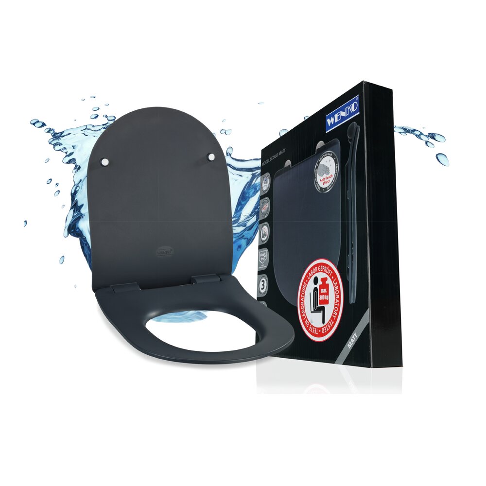 Premium WC-Sitz Mod. Sedilo matt Grau  Duroplast, mit Absenkautomatik