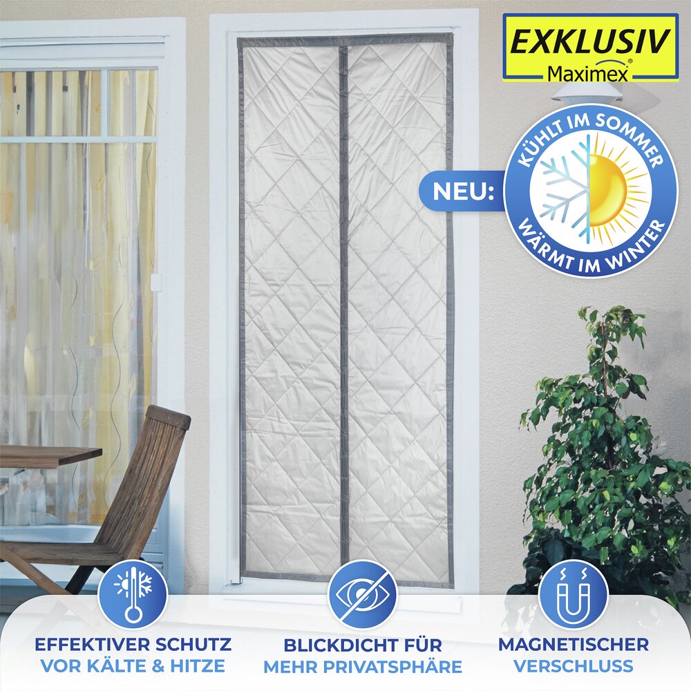 Rideau de porte anti-chaleur 2en1 80x200cm  avec face extérieure réfléchissante