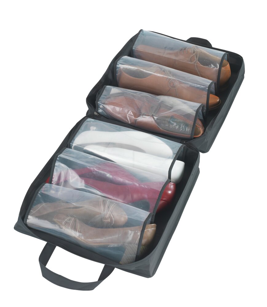 Schuhtasche Mod. Deep Black  mit 6 Fächern