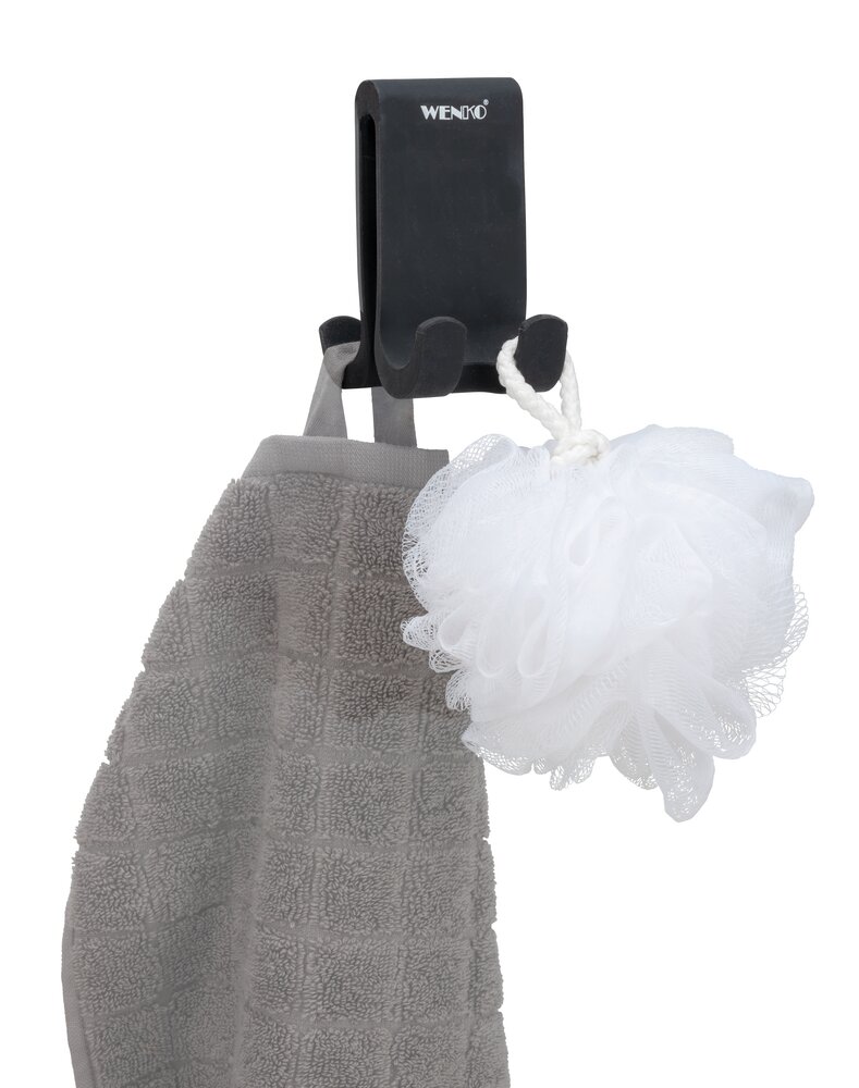Crochet de douche double Verna Noir  En silicone