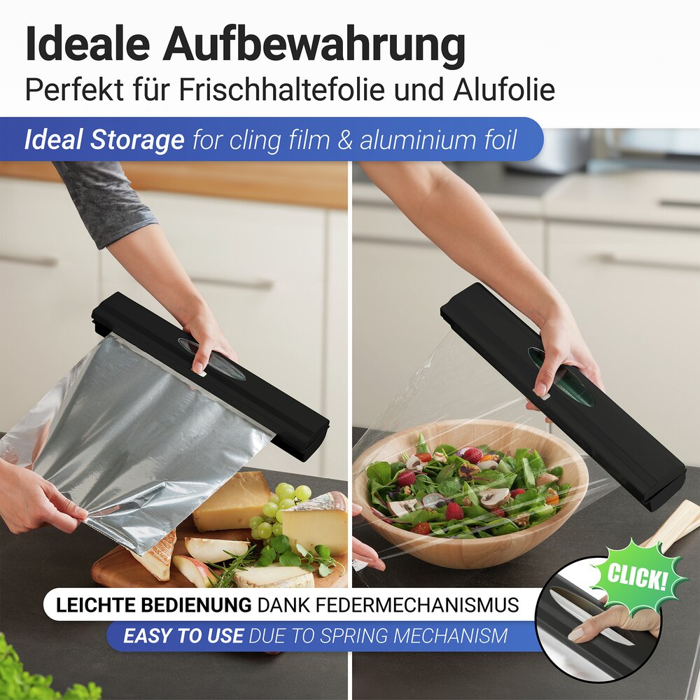 Folienschneider Mod. Perfect Cutter Schwarz  für Frischhaltefolie und Alufolie